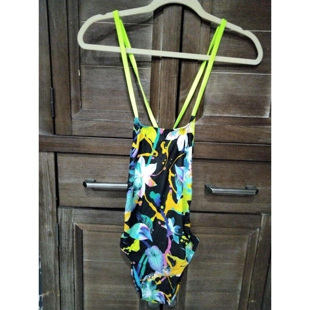 Speedo Women's One-piece Bathing Suit Size Small (28) Multi-colored Open Back